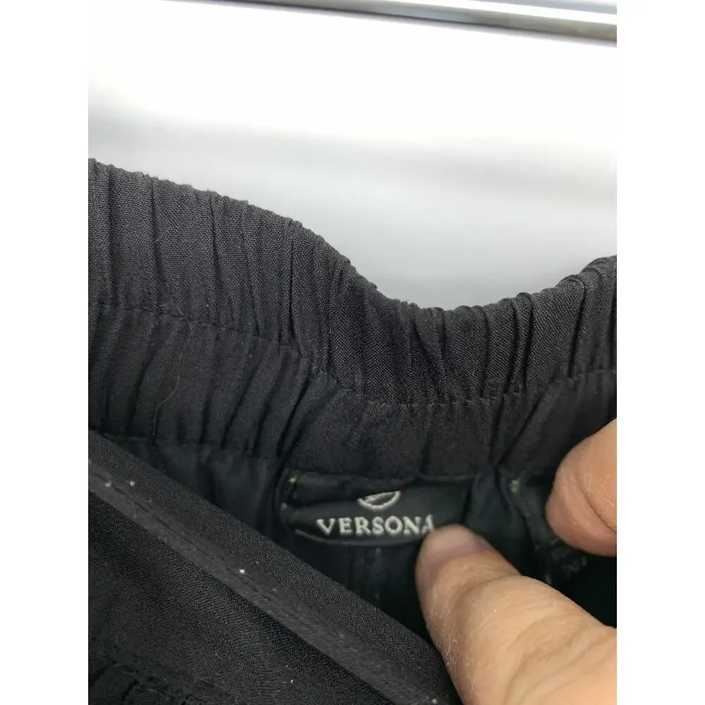 Versona A-Line Skirt Womens Size Medium Elastic Back Waist Black Tie Waist
